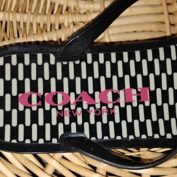 Coach Black and White Jelly Bow Details Thong Sandals Size 10 B Casual Designer - Picture 5 of 10